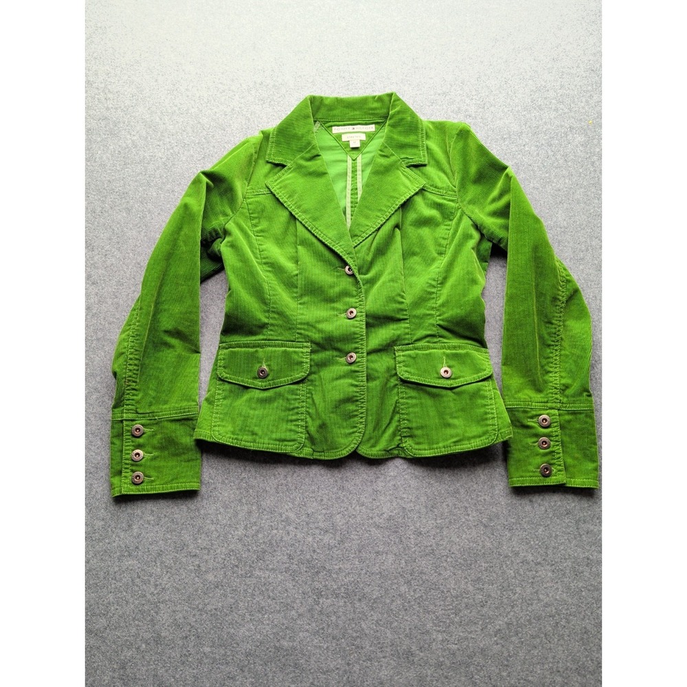 Vintage Tommy Hilfiger Women's Corduroy Jacket M Kelly Green Stretch‎  w/Pockets